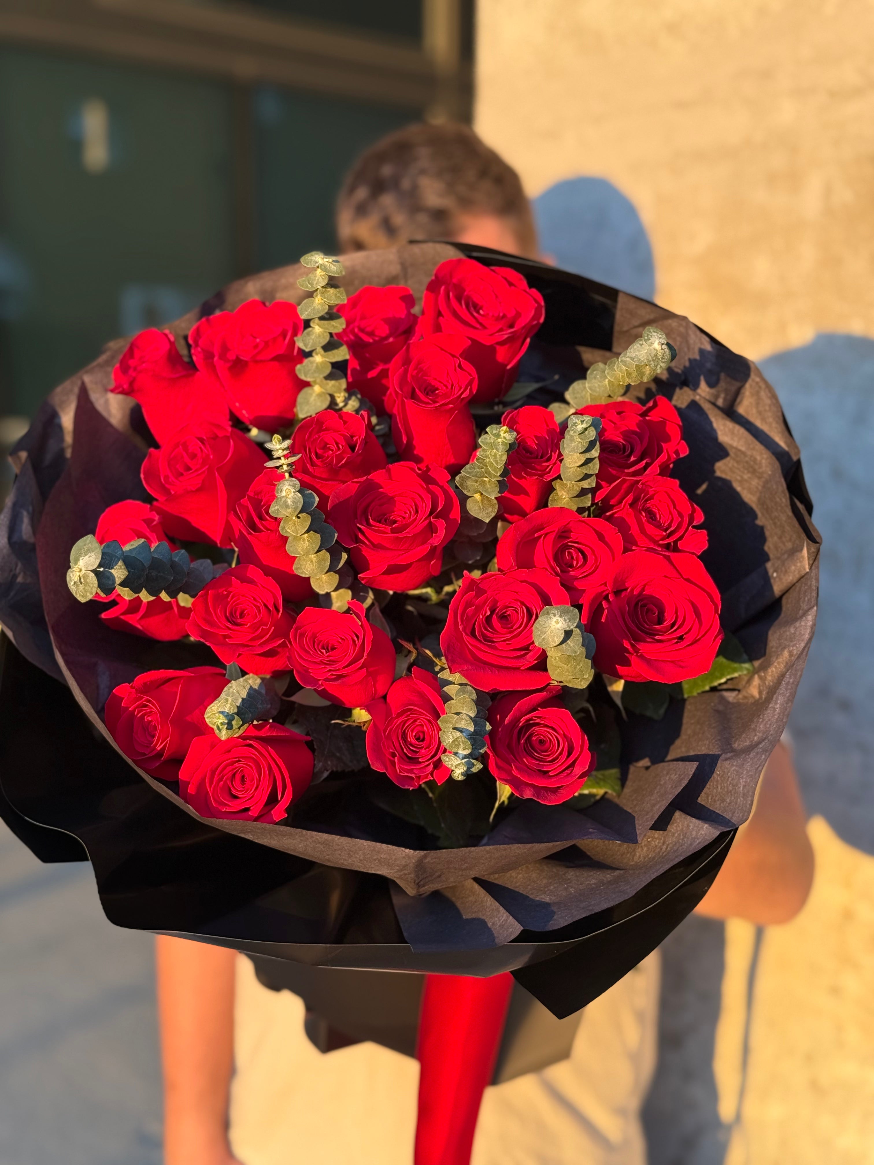 "Scarlet Love" - Two dozen premium red rose bouquet