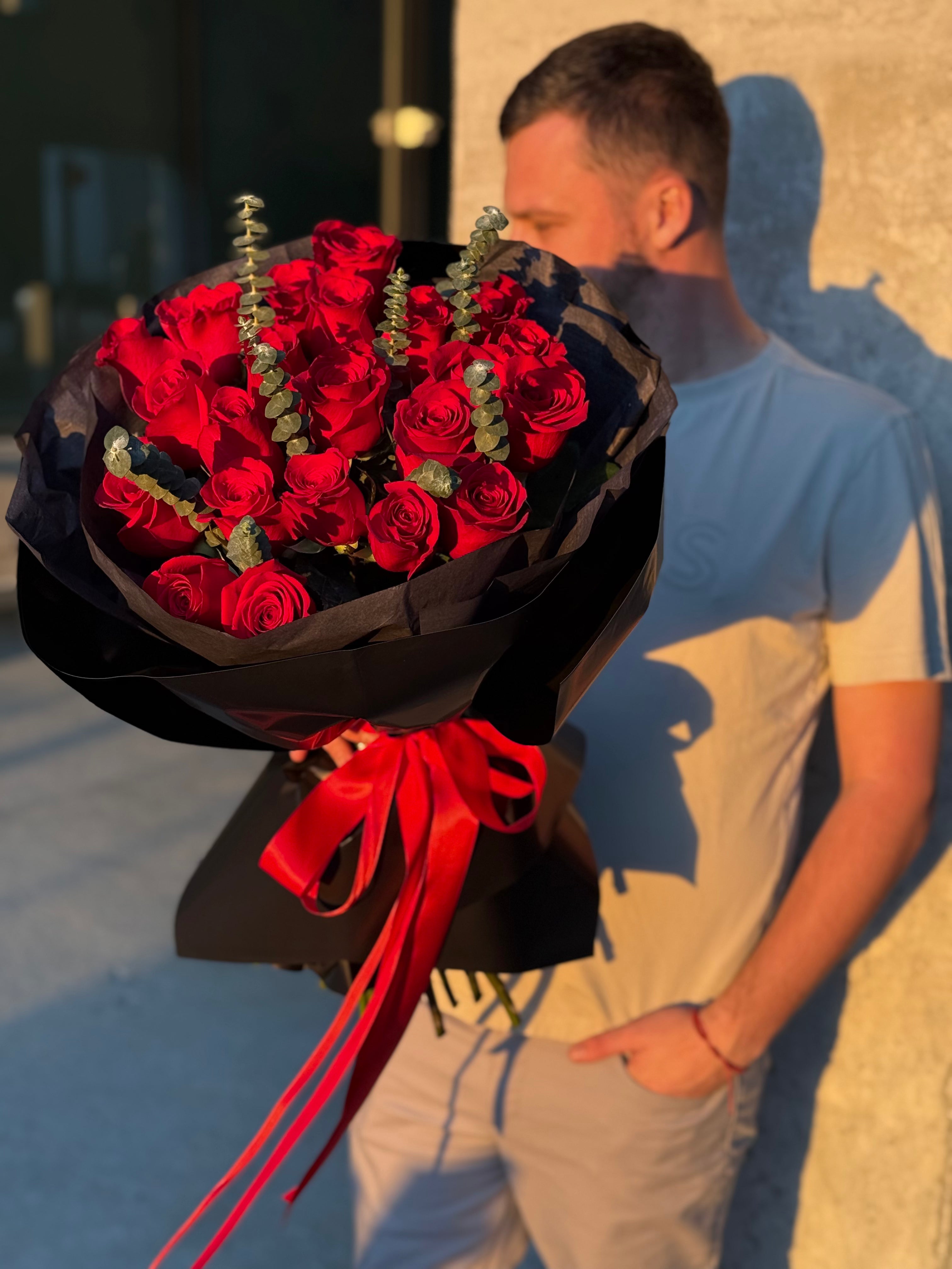 "Scarlet Love" - Two dozen premium red rose bouquet
