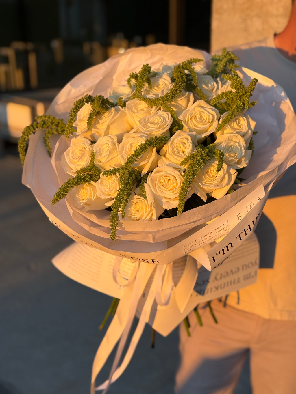 "Ivory Grace" - 25 premium playa blanca rose bouquet