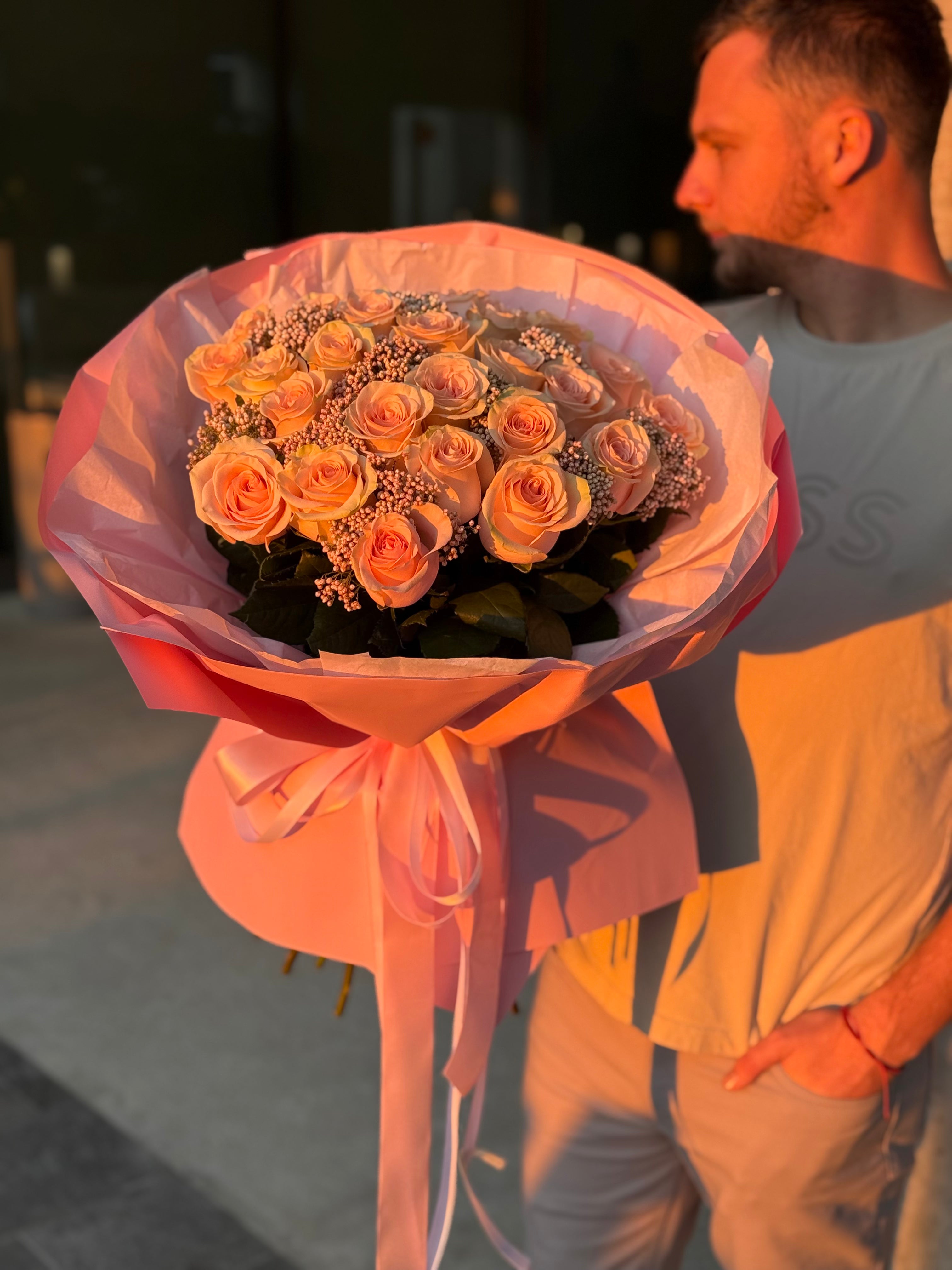 "Blush Harmony" - 25 premium pink rose bouquet