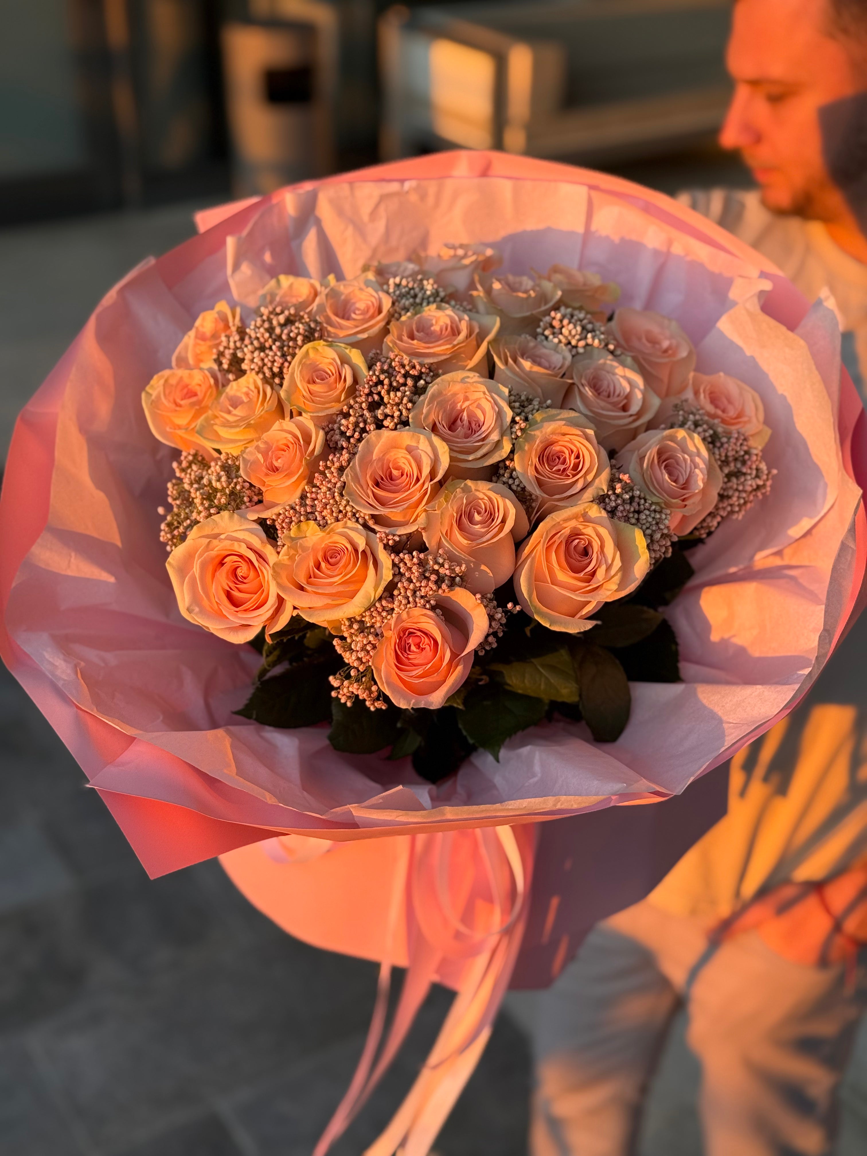 "Blush Harmony" - 25 premium pink rose bouquet