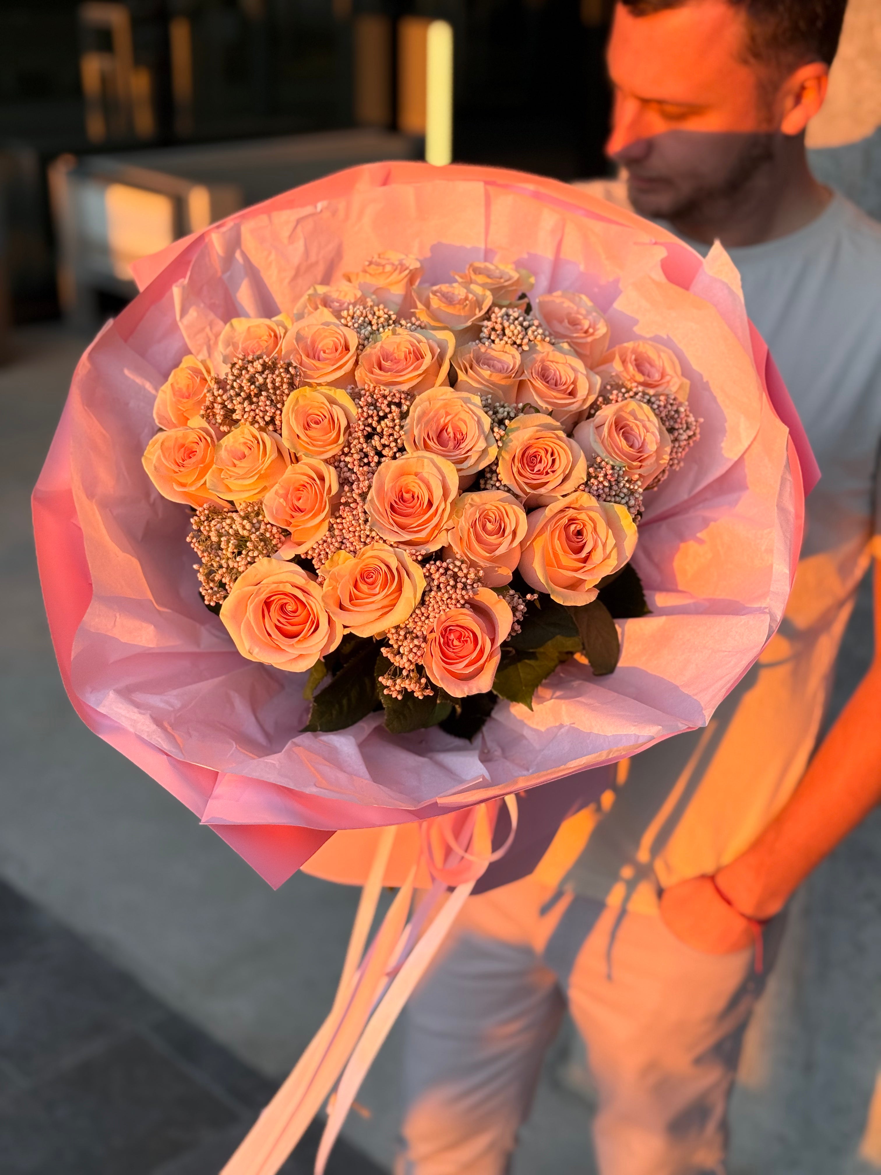 "Blush Harmony" - 25 premium pink rose bouquet