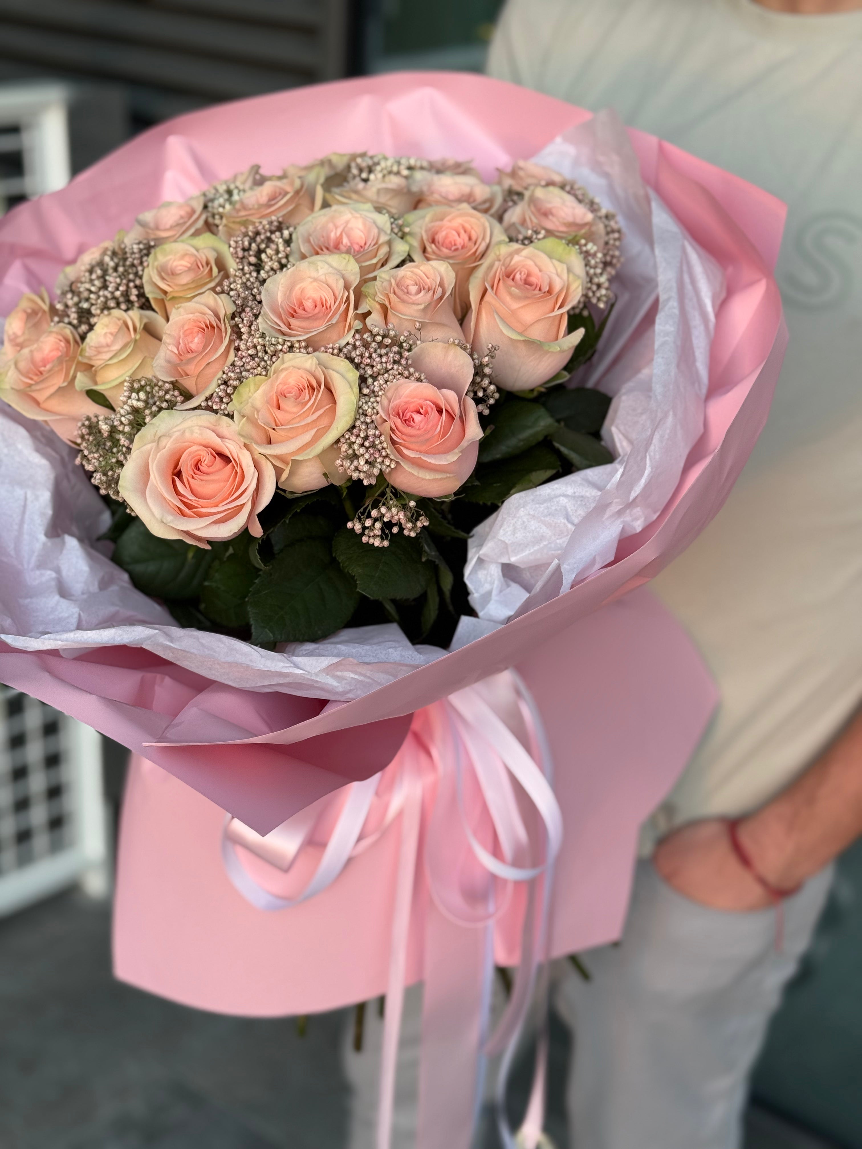 "Blush Harmony" - 25 premium pink rose bouquet