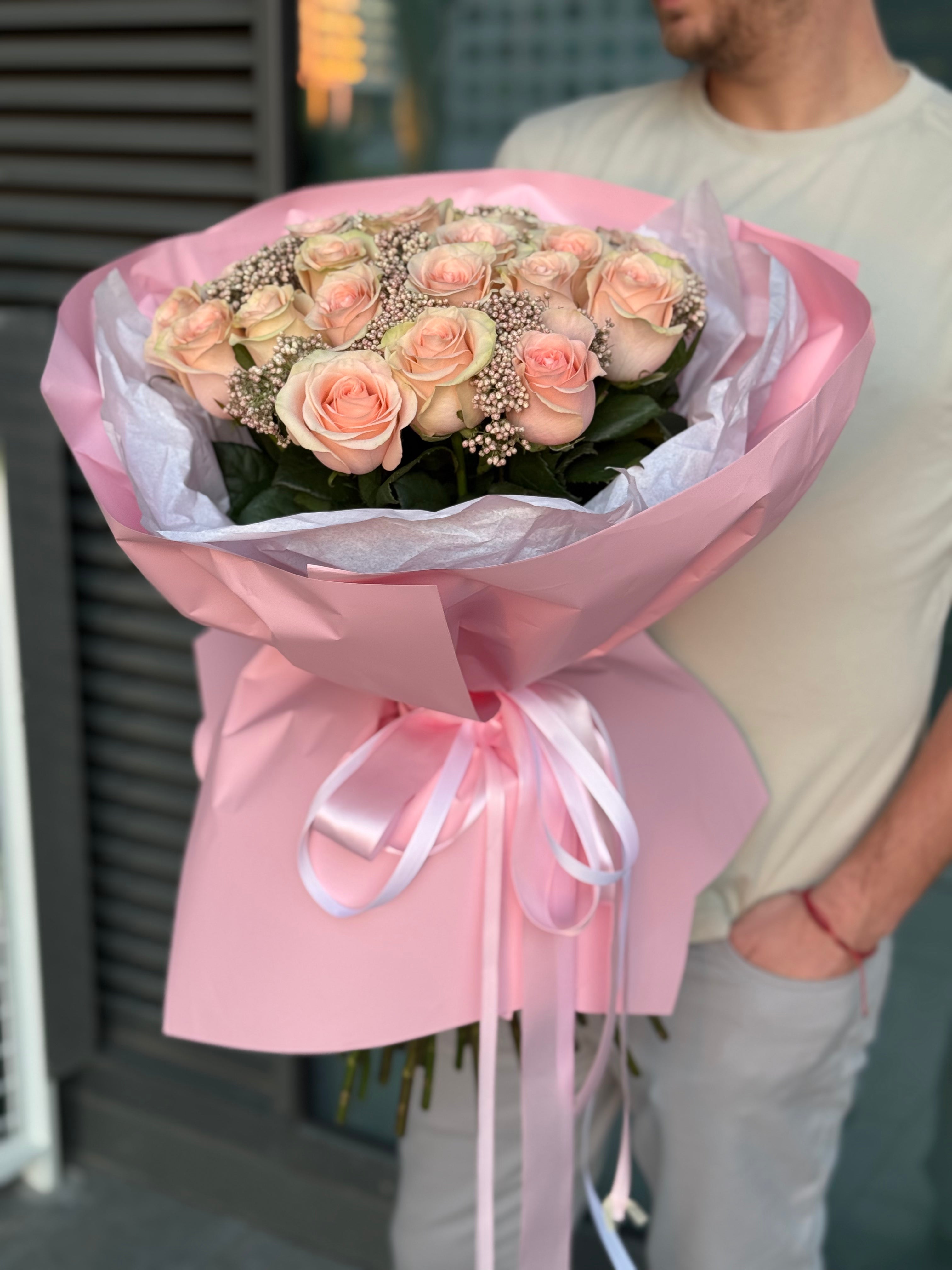 "Blush Harmony" - 25 premium pink rose bouquet