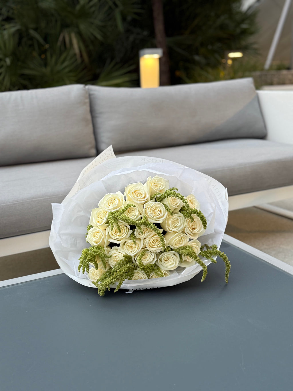 "Ivory Grace" - 25 premium playa blanca rose bouquet