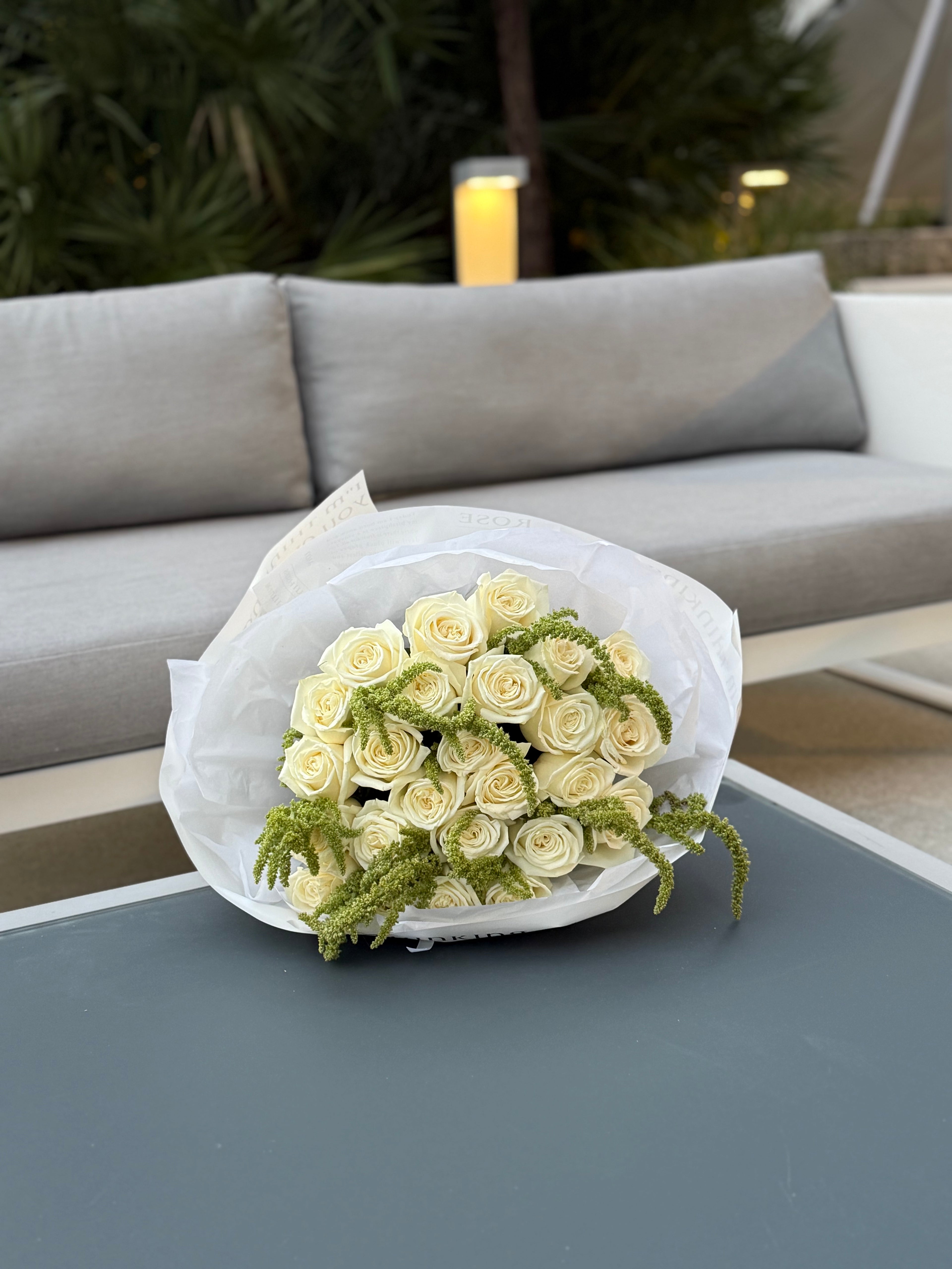 "Ivory Grace" - 25 premium playa blanca rose bouquet