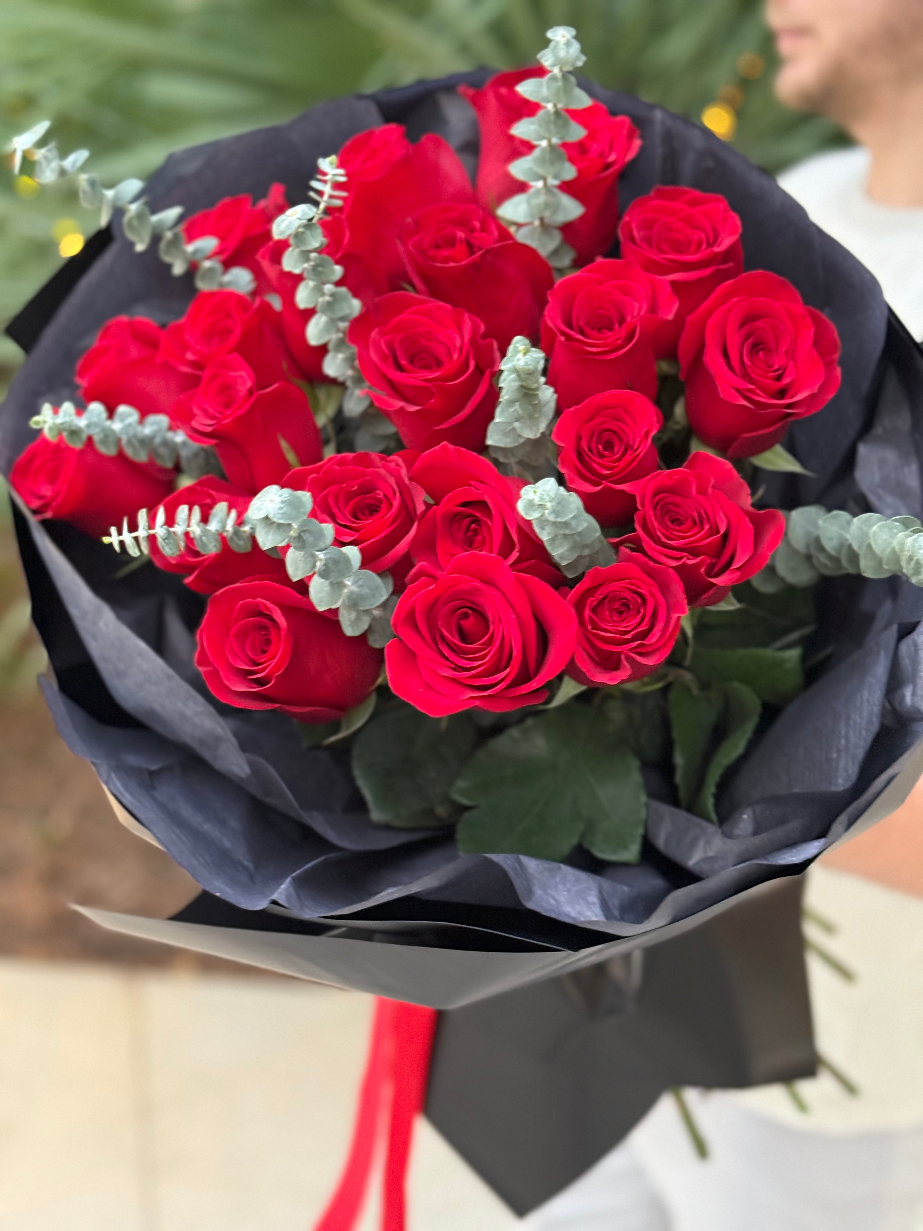 "Scarlet Love" - Two dozen premium red rose bouquet